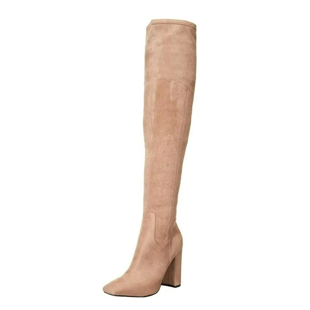 Guess Womens - 6 M Mireya Faux Suede Tall Knee High Boots‎ Med Natural Fabric